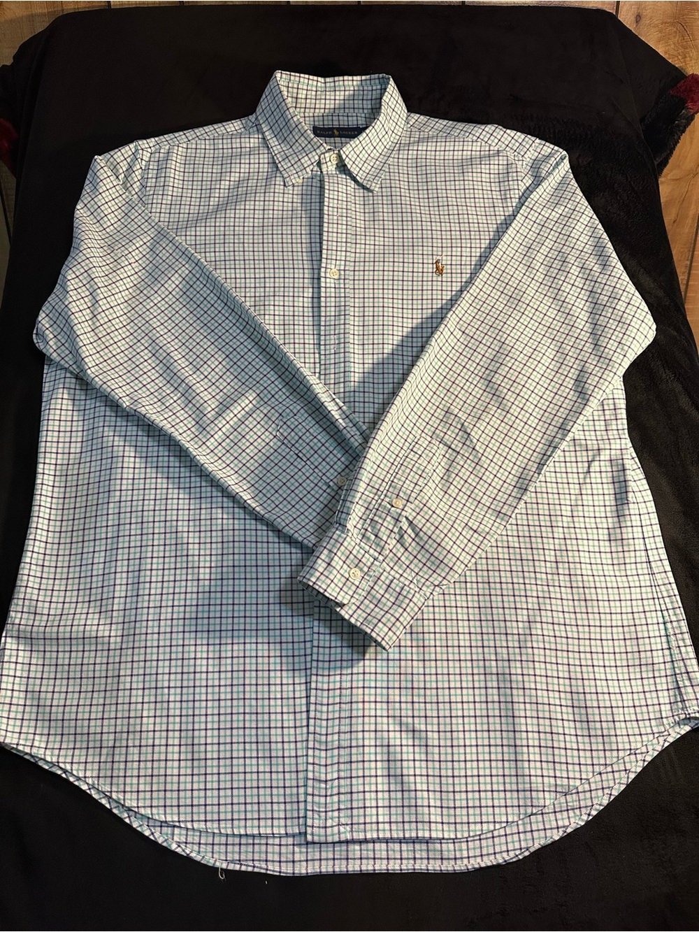 Ralph Lauren Light Blue and Navy Check Dress Shirt
